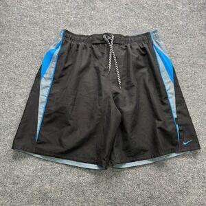 Nike Mens Swim Trunks XXL Black Blue Grey Board Shorts Mesh Lined NESS7421-001